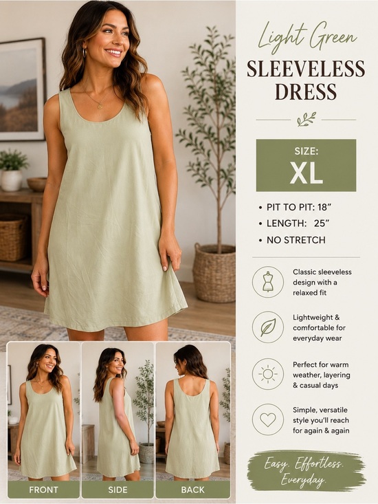 Dresses & Skirts - Light Green Sleeveless A-Line Dress XL
Pit 18”
Length 25”
No stretch